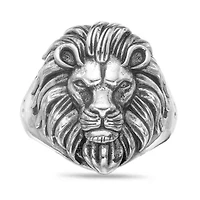 Bold Stainless Steel Lion Head Ring