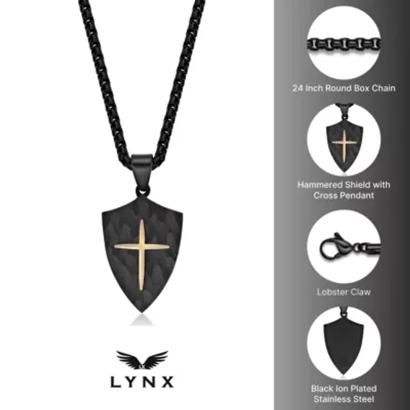 Gold Ion-Plated Stainless Steel Pendant on 24" Box Chain