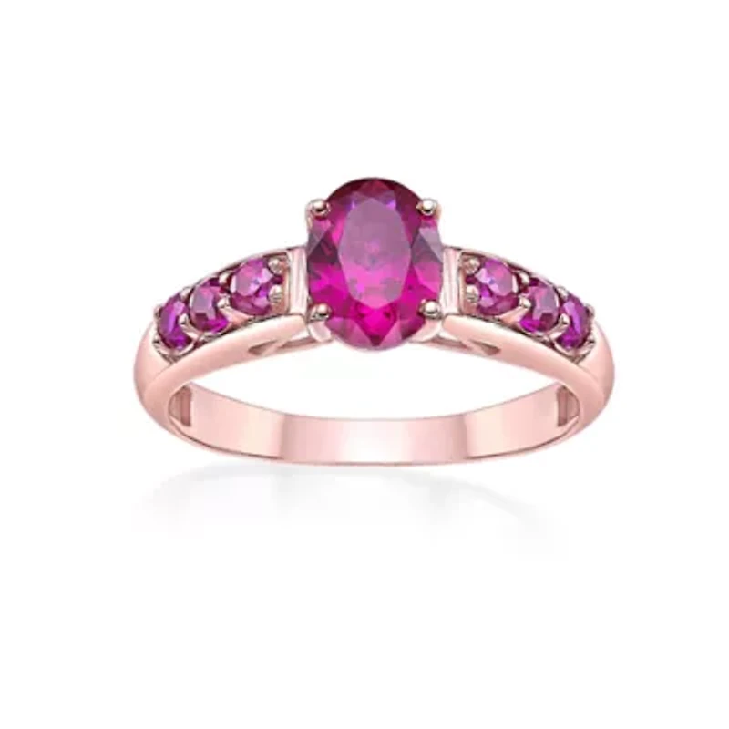Lab Created 1 1/2 ct. t.w. Ruby Ring 2 Micron Rose Gold Plated Silver
