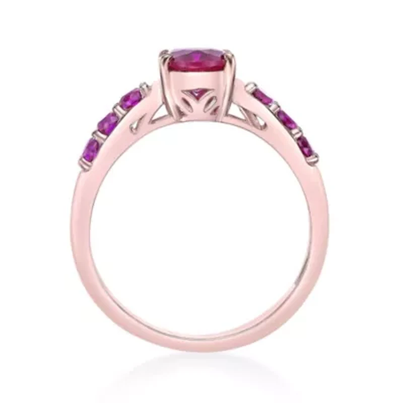 Lab Created 1 1/2 ct. t.w. Ruby Ring 2 Micron Rose Gold Plated Silver