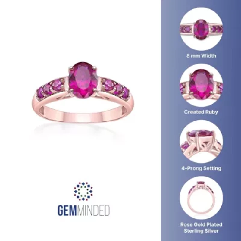 Lab Created 1 1/2 ct. t.w. Ruby Ring 2 Micron Rose Gold Plated Silver