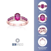 Lab Created 1 1/2 ct. t.w. Ruby Ring 2 Micron Rose Gold Plated Silver