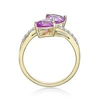 Lab Created 1 ct. t.w. Pink Sapphire and White Ring 2 Micron Gold Plated Silver