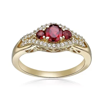2 ct. t.w. Garnet and Created White Sapphire Ring Micron 18k Gold Plated Silver