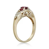 2 ct. t.w. Garnet and Created White Sapphire Ring Micron 18k Gold Plated Silver