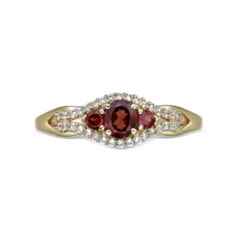 2 ct. t.w. Garnet and Created White Sapphire Ring Micron 18k Gold Plated Silver