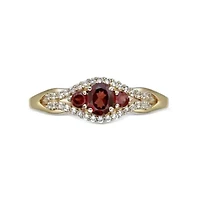 2 ct. t.w. Garnet and Created White Sapphire Ring Micron 18k Gold Plated Silver