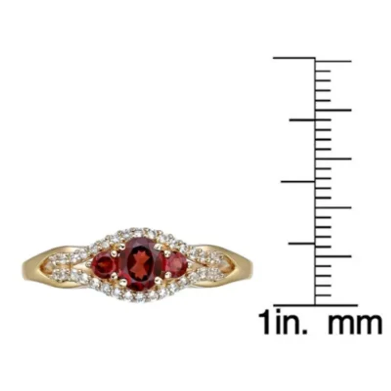 2 ct. t.w. Garnet and Created White Sapphire Ring Micron 18k Gold Plated Silver