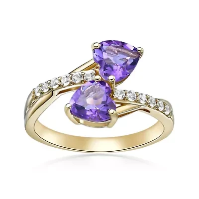 2 ct. t.w. Amethyst and Created White Sapphire Ring Micron 18k Gold Plated Silver