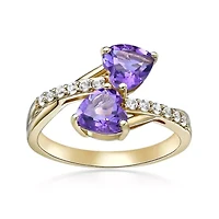 2 ct. t.w. Amethyst and Created White Sapphire Ring Micron 18k Gold Plated Silver
