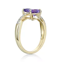 2 ct. t.w. Amethyst and Created White Sapphire Ring Micron 18k Gold Plated Silver