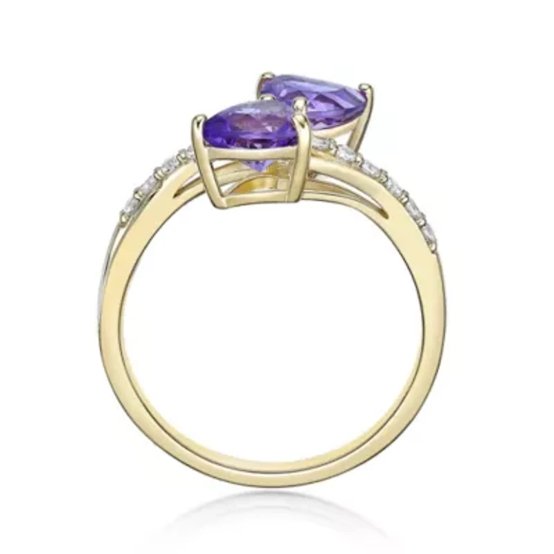 2 ct. t.w. Amethyst and Created White Sapphire Ring Micron 18k Gold Plated Silver