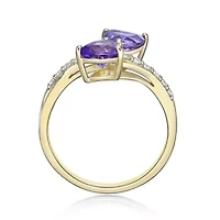 2 ct. t.w. Amethyst and Created White Sapphire Ring Micron 18k Gold Plated Silver