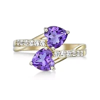 2 ct. t.w. Amethyst and Created White Sapphire Ring Micron 18k Gold Plated Silver