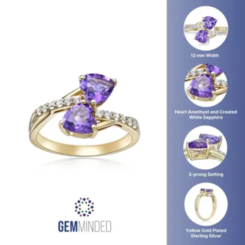 2 ct. t.w. Amethyst and Created White Sapphire Ring Micron 18k Gold Plated Silver