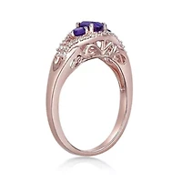1.85 ct. t.w. Amethyst and Created White Sapphire Ring 2 Micron 18k Rose Gold Plated Silver