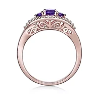 1.85 ct. t.w. Amethyst and Created White Sapphire Ring 2 Micron 18k Rose Gold Plated Silver