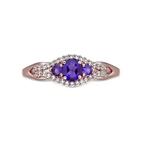 1.85 ct. t.w. Amethyst and Created White Sapphire Ring 2 Micron 18k Rose Gold Plated Silver