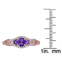 1.85 ct. t.w. Amethyst and Created White Sapphire Ring 2 Micron 18k Rose Gold Plated Silver
