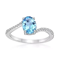 2.4 ct. t.w. ISQA Certified Blue Topaz and Created White Sapphire Ring Streling Silver