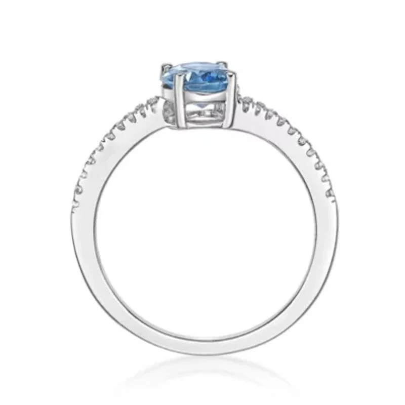 2.4 ct. t.w. ISQA Certified Blue Topaz and Created White Sapphire Ring Streling Silver