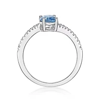 2.4 ct. t.w. ISQA Certified Blue Topaz and Created White Sapphire Ring Streling Silver