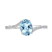 2.4 ct. t.w. ISQA Certified Blue Topaz and Created White Sapphire Ring Streling Silver