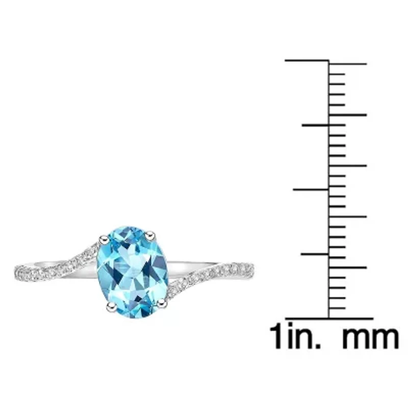 2.4 ct. t.w. ISQA Certified Blue Topaz and Created White Sapphire Ring Streling Silver