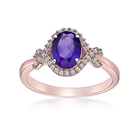2 3/4 ct. t.w. Amethyst and White Topaz Ring Micron 18k Rose Gold Plated Silver