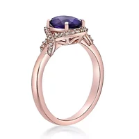 2 3/4 ct. t.w. Amethyst and White Topaz Ring Micron 18k Rose Gold Plated Silver