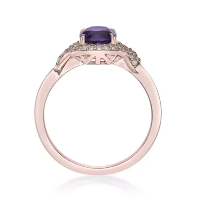 2 3/4 ct. t.w. Amethyst and White Topaz Ring Micron 18k Rose Gold Plated Silver