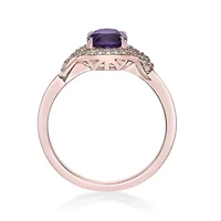 2 3/4 ct. t.w. Amethyst and White Topaz Ring Micron 18k Rose Gold Plated Silver