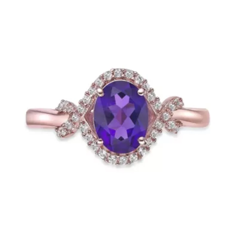 2 3/4 ct. t.w. Amethyst and White Topaz Ring Micron 18k Rose Gold Plated Silver