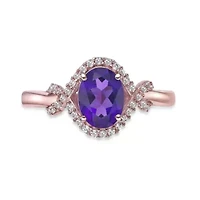 2 3/4 ct. t.w. Amethyst and White Topaz Ring Micron 18k Rose Gold Plated Silver