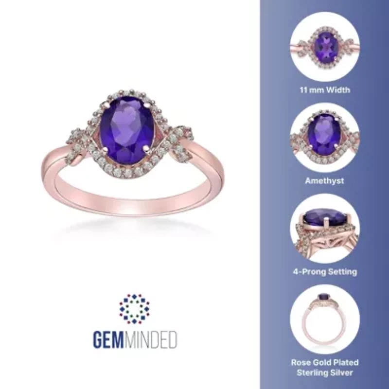 2 3/4 ct. t.w. Amethyst and White Topaz Ring Micron 18k Rose Gold Plated Silver
