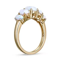 Lab Created 1.32 ct. t.w. Opal Five Stone Ring 2 Micron 18k Gold Plated Silver