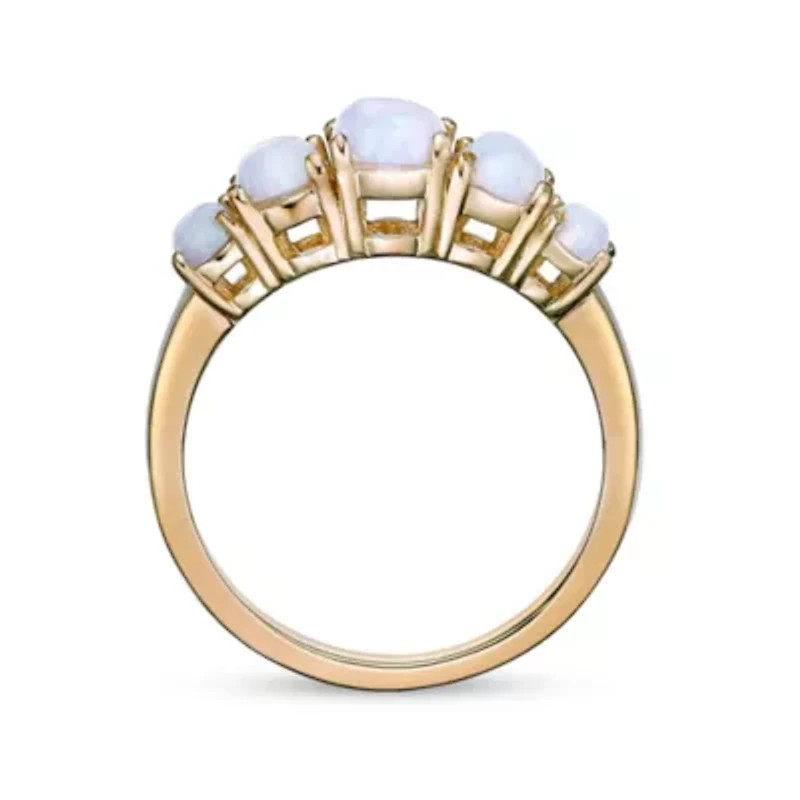 Lab Created 1.32 ct. t.w. Opal Five Stone Ring 2 Micron 18k Gold Plated Silver