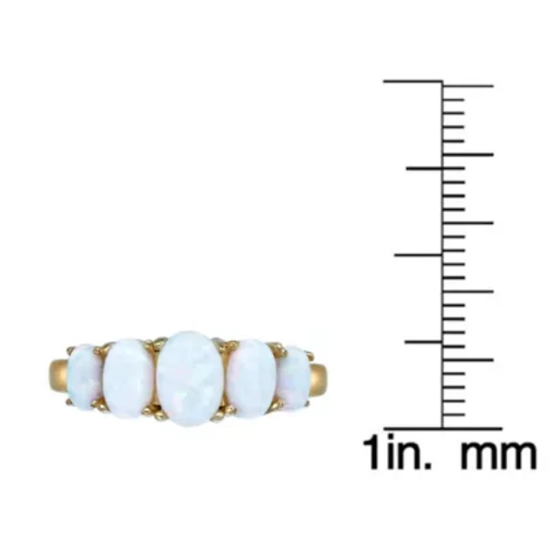 Lab Created 1.32 ct. t.w. Opal Five Stone Ring 2 Micron 18k Gold Plated Silver