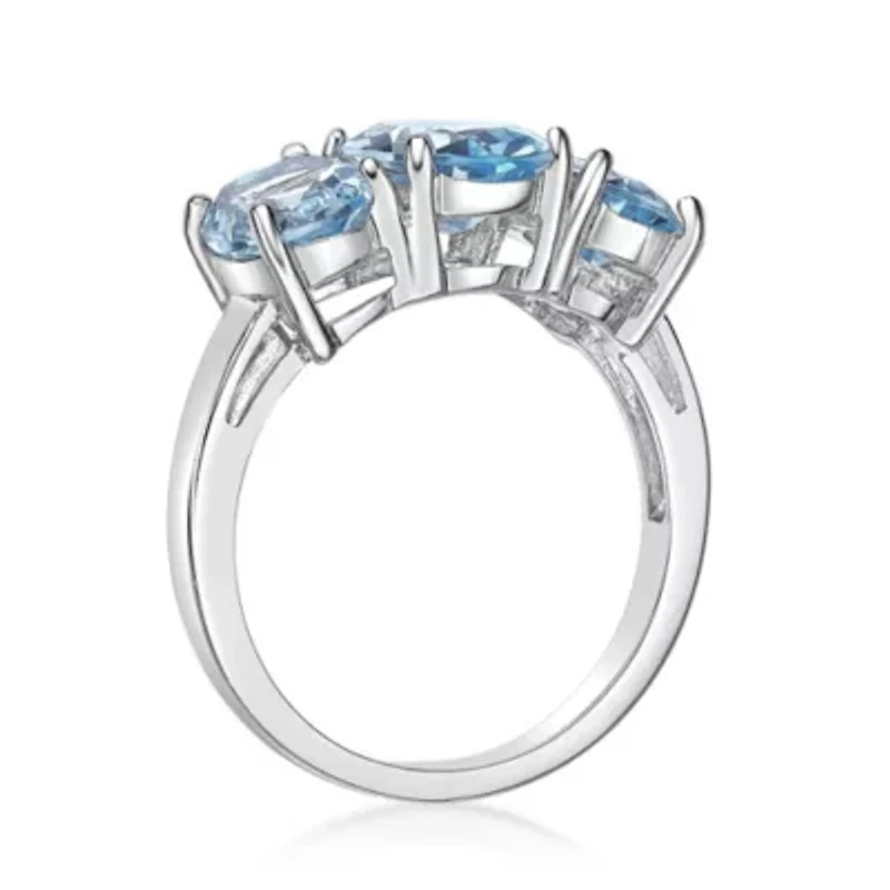 5 1/2 ct. t.w. Blue Topaz 3-stone Ring Sterling Silver