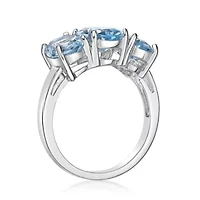 5 1/2 ct. t.w. Blue Topaz 3-stone Ring Sterling Silver