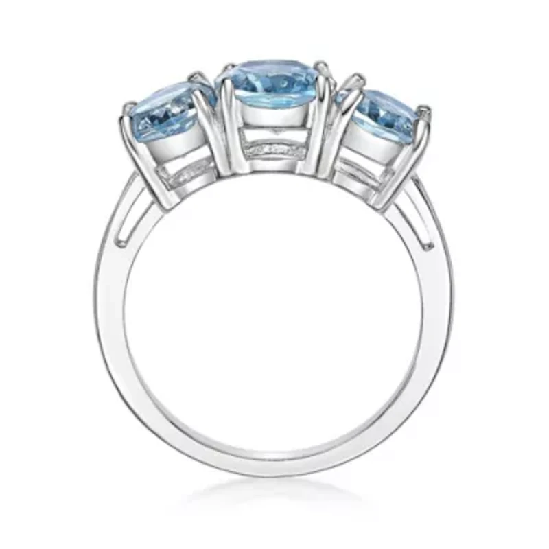 5 1/2 ct. t.w. Blue Topaz 3-stone Ring Sterling Silver