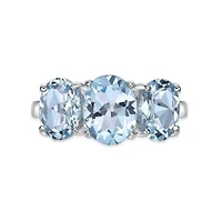 5 1/2 ct. t.w. Blue Topaz 3-stone Ring Sterling Silver