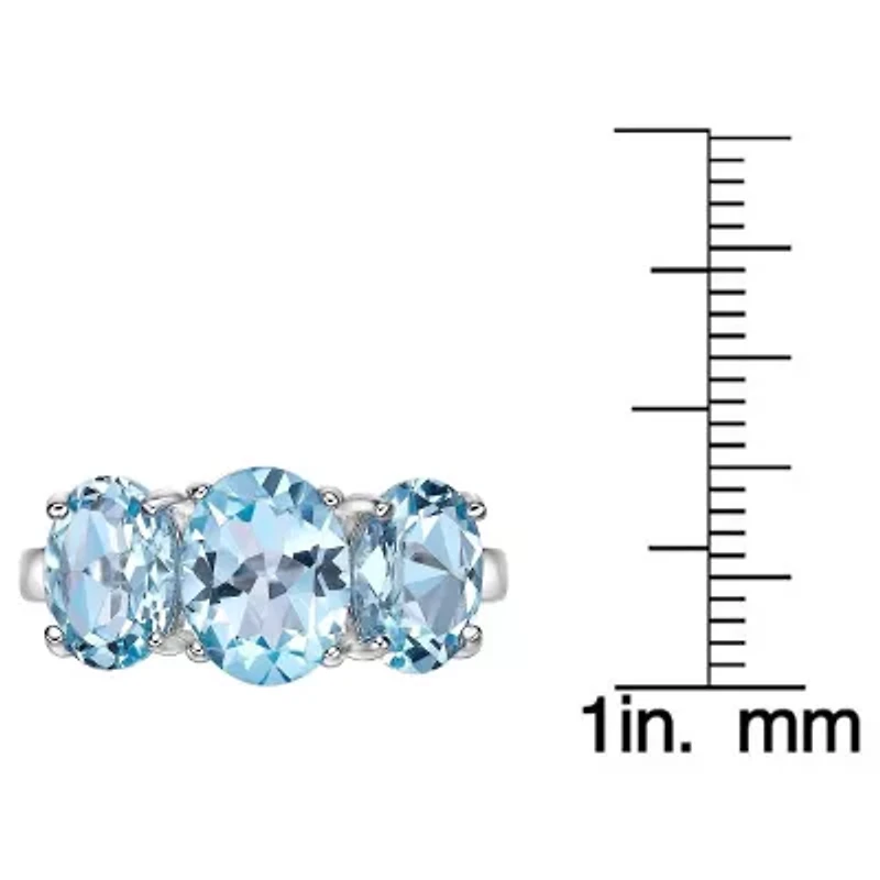 5 1/2 ct. t.w. Blue Topaz 3-stone Ring Sterling Silver