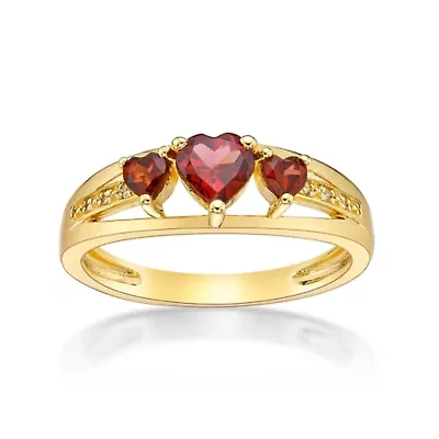 7/8 ct. t.w. Garnet and Diamond Accent Ring 2 Micron 18k Gold Plated Silver