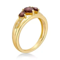 7/8 ct. t.w. Garnet and Diamond Accent Ring 2 Micron 18k Gold Plated Silver