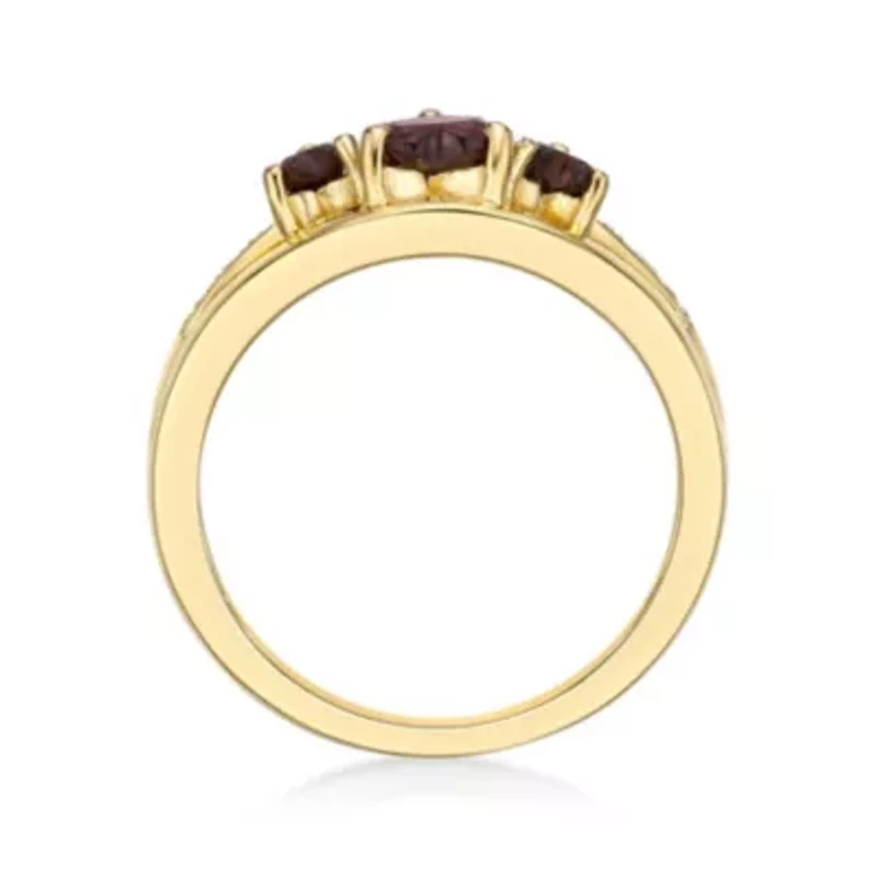 7/8 ct. t.w. Garnet and Diamond Accent Ring 2 Micron 18k Gold Plated Silver