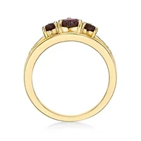 7/8 ct. t.w. Garnet and Diamond Accent Ring 2 Micron 18k Gold Plated Silver