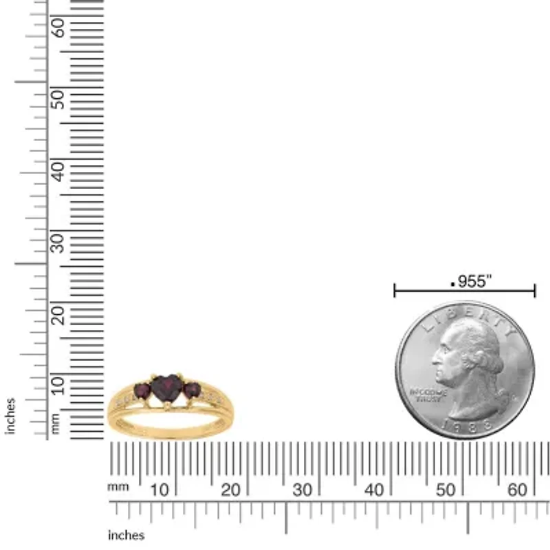 7/8 ct. t.w. Garnet and Diamond Accent Ring 2 Micron 18k Gold Plated Silver