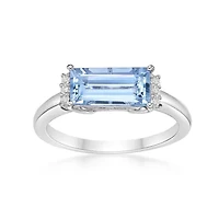 1 ct. t.w. Aquamarine & Diamond Accent Ring 10K White Gold