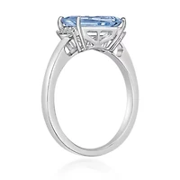 1 ct. t.w. Aquamarine & Diamond Accent Ring 10K White Gold
